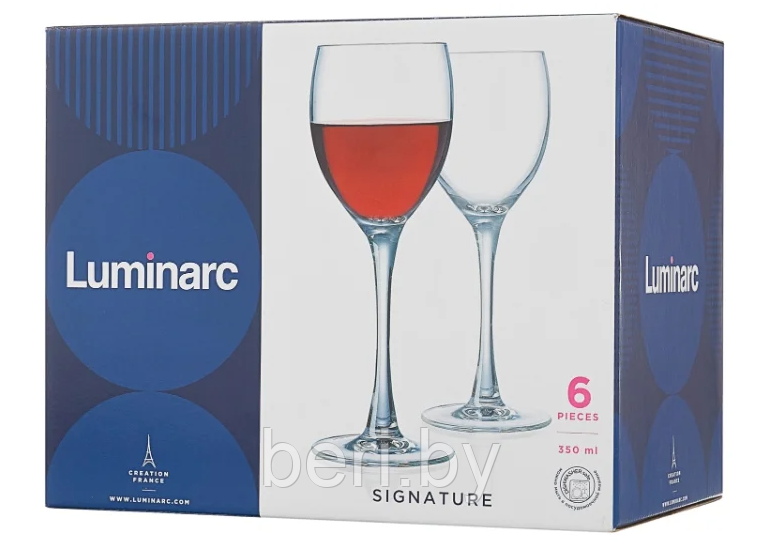 J0012 Набор бокалов для вина, шампанского Luminarc Signature, фужеры, 350 мл, на 6 персон - фото 4 - id-p136193112
