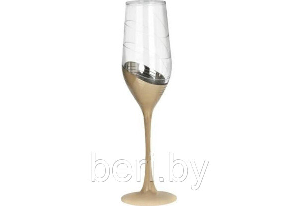P1651 Набор бокалов, фужеры для шампанского Luminarc Celeste, Селест, золотое кольцо, 160 мл, на 6 персон - фото 2 - id-p136193965