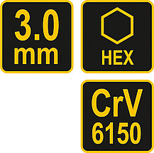 Ключ с Т-образной ручкой HEX 3мм 100*13*59мм  "Vorel" 56642, фото 3