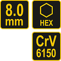 Ключ с Т-образной ручкой HEX 8мм 200*18*95мм "Vorel" 56647, фото 3