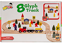 Детский игровой набор деревянный "Железная дорога" со станциями 48 деталей MB-003