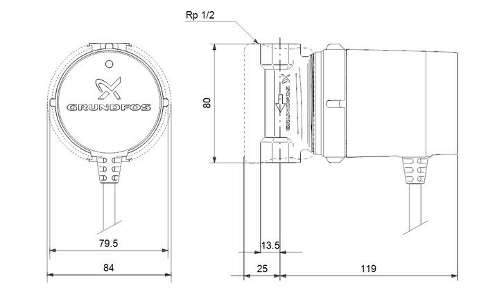 Насос рециркуляции ГВС COMFORT 15-14 B PM Grundfos, фото 2