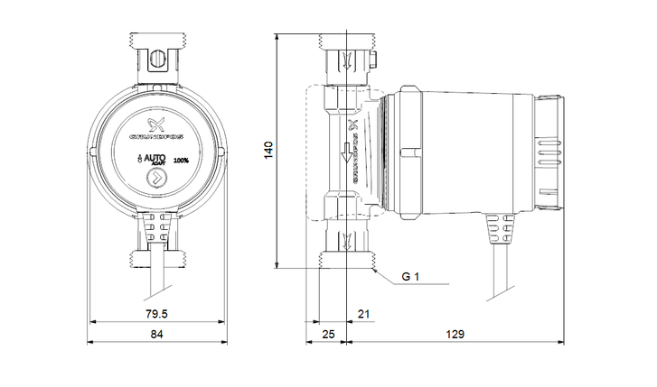 Насос рециркуляции ГВС COMFORT 15-14 BXA PM Grundfos, фото 2