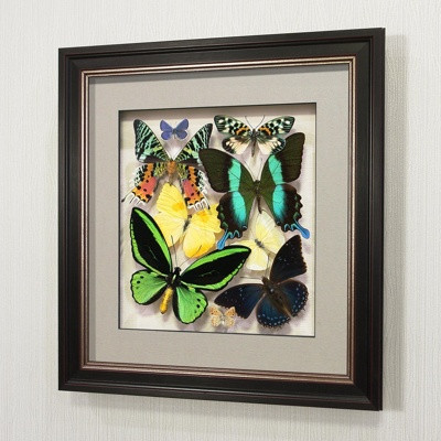 Картина-панно Сборка с зелеными доминирующими бабочками, арт.: 92в-02