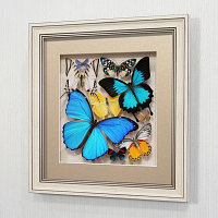 Картина-панно Сборка с синими доминирующими бабочками, арт.: 92а-01