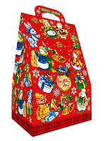 Новогодняя упаковка "Сумочка Паттерн Дети" красный   700 грамм