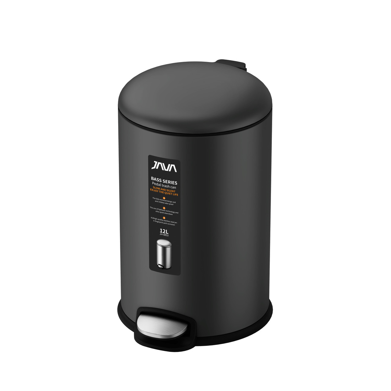 Мусорное ведро с микролифтом 12 л DARK GRAY 885-12Q