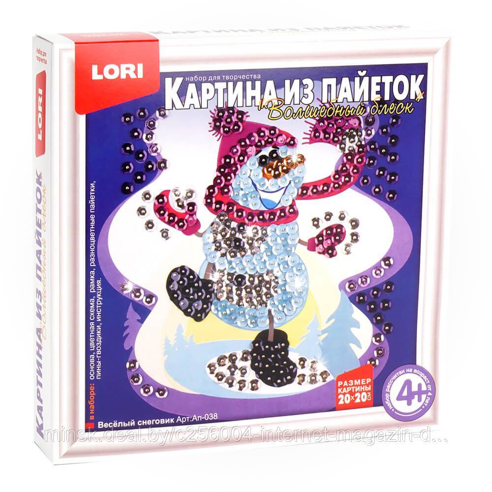 Картина из пайеток "Весёлый снеговик"