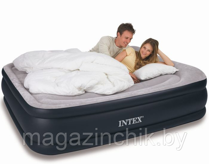Надувная двуспальная кровать Intex 66738 152*203*48 см со встроенным элекронасосом и подголовником, Интекс - фото 6 - id-p10184556