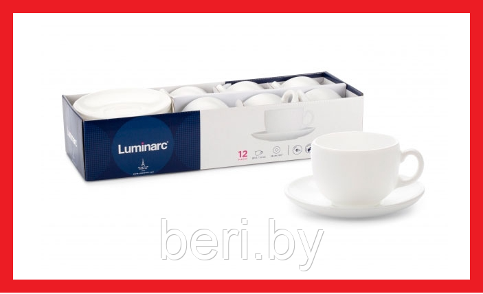 P3380 Чайный сервиз Luminarc Essence, 12 предметов, 6 персон, набор кружек с блюдцами, 6х220 мл - фото 1 - id-p136210647