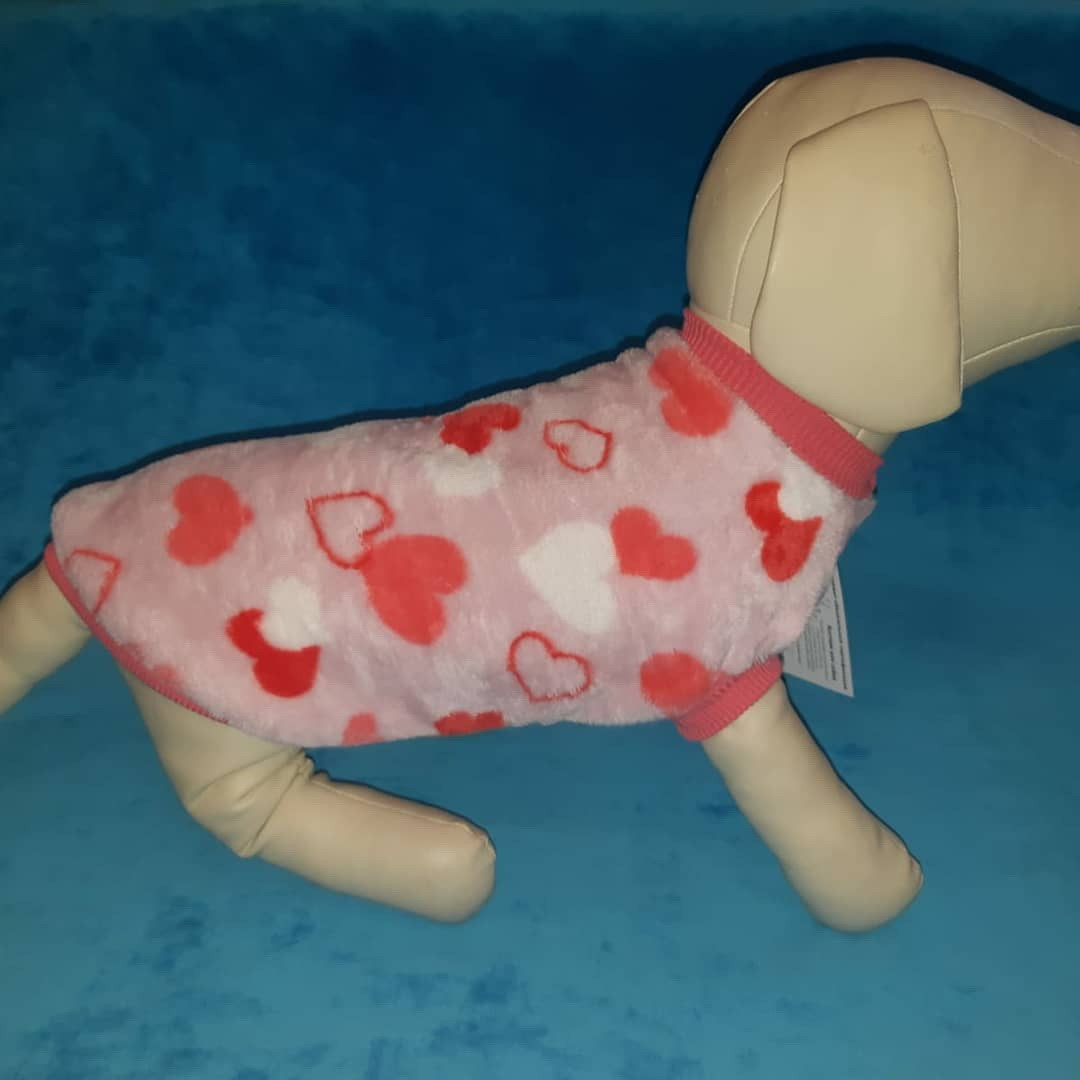 Байка пушистик для собак "Розовые сердца" - фото 1 - id-p136267911