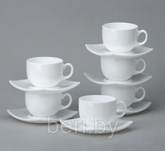 E8865 Чайный сервиз Luminarc Quadrato White, 12 предметов, 6 персон, набор кружек с блюдцами - фото 1 - id-p136304087