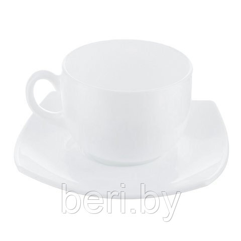 E8865 Чайный сервиз Luminarc Quadrato White, 12 предметов, 6 персон, набор кружек с блюдцами - фото 4 - id-p136304087