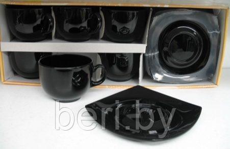 E8848 Чайный сервиз Luminarc Quadrato Black, 12 предметов, 6 персон, набор кружек с блюдцами - фото 3 - id-p136305811