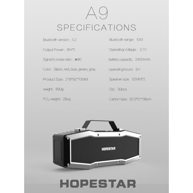 Портативная Bluetooth колонка HOPESTAR A9 - фото 6 - id-p136315501