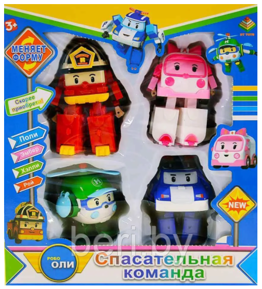 DT-335A Игровой набор Спасательная команда "Робокар Поли", "Robocar POLI", 4 в 1, роботы-трансформеры - фото 1 - id-p136324446