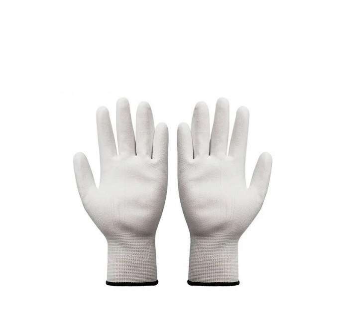 Перчатки белые из полиэстера с белым ПУ покр. на ладони, размер 9, модель: TR-540