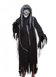 Карнавальный костюм черный скелет в лохмотьях взрослый
