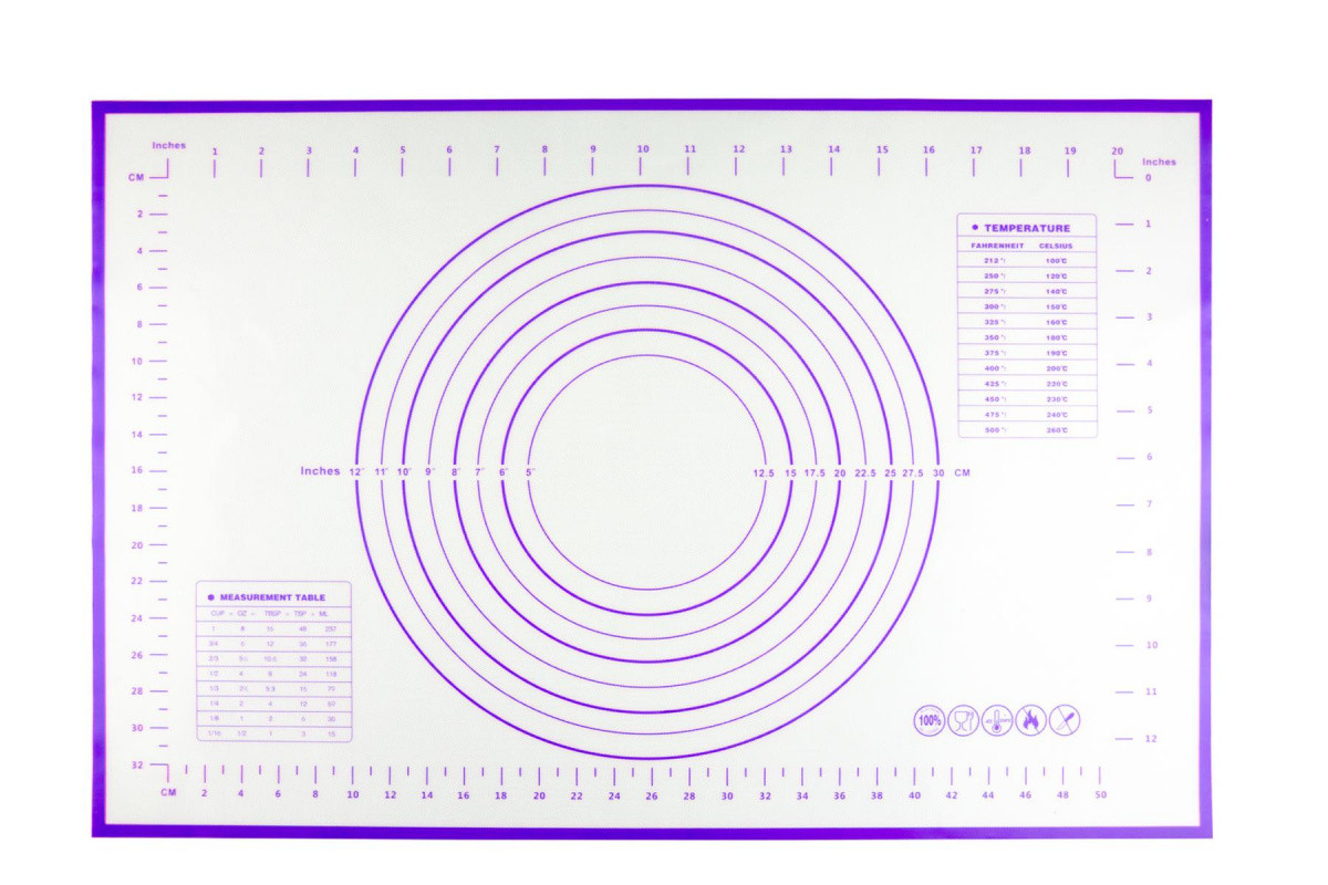 Силиконовый коврик с разметкой 60х40см, фиолетовый, фото 1