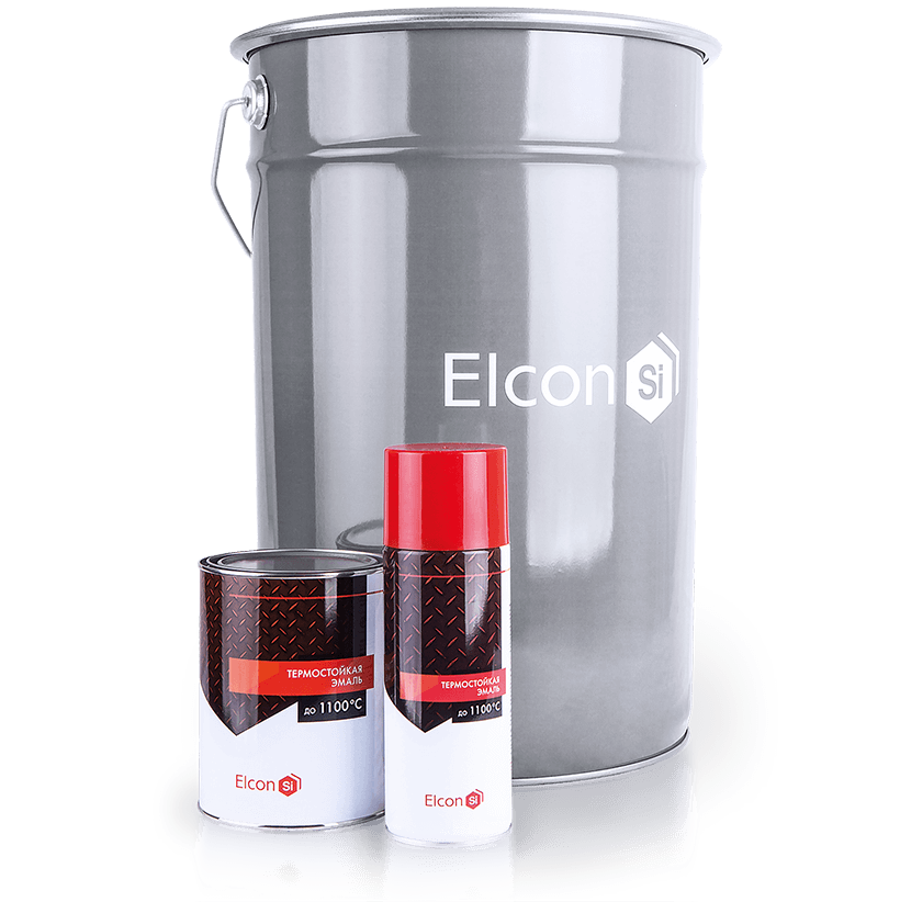 Эмаль термостойкая Elcon черная до 1000 градусов 0.8 кг