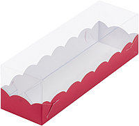 Коробка для макарон с пластиковой крышкой, Красная матовая, 190х55х h55 мм