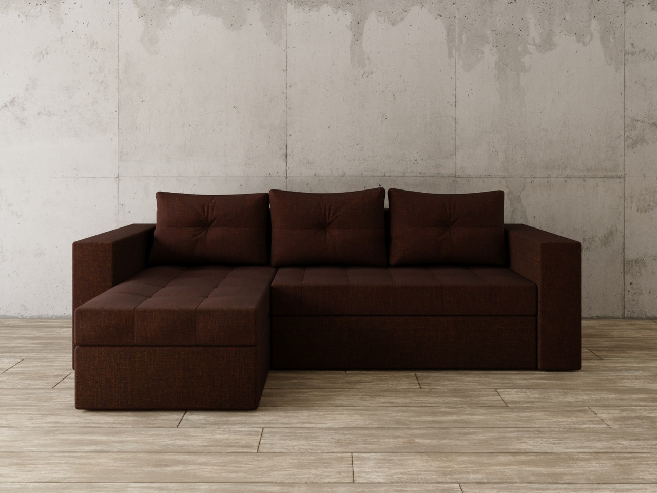 Угловой диван Константин коричневая рогожка