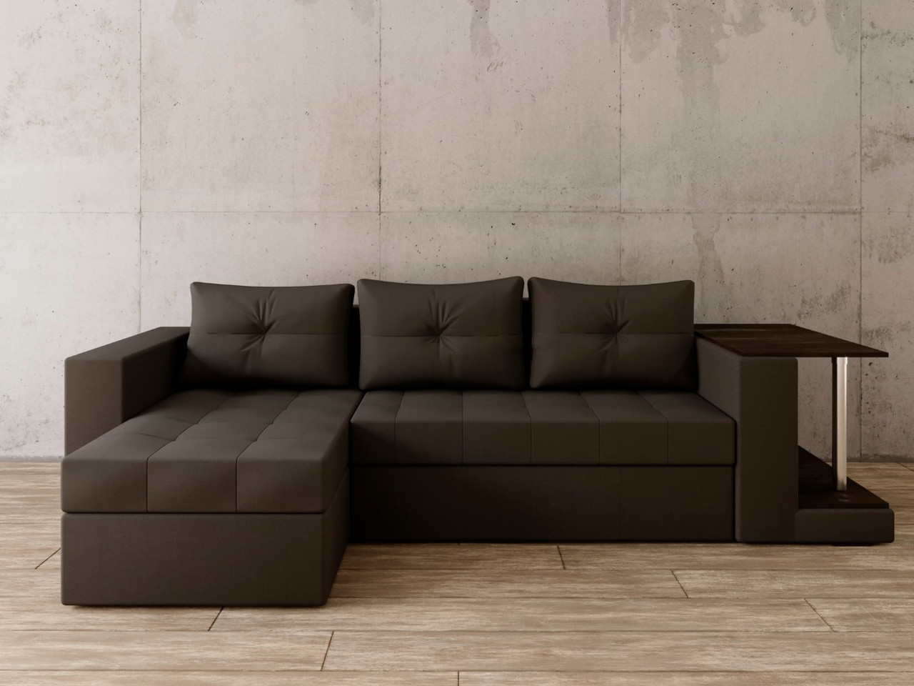 Угловой диван Константин со столом тёмно-серая рогожка - фото 1 - id-p136447400