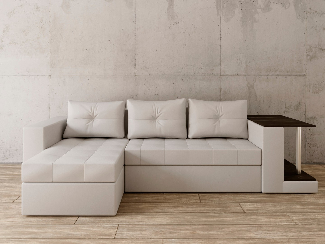 Угловой диван Константин со столом белая экокожа