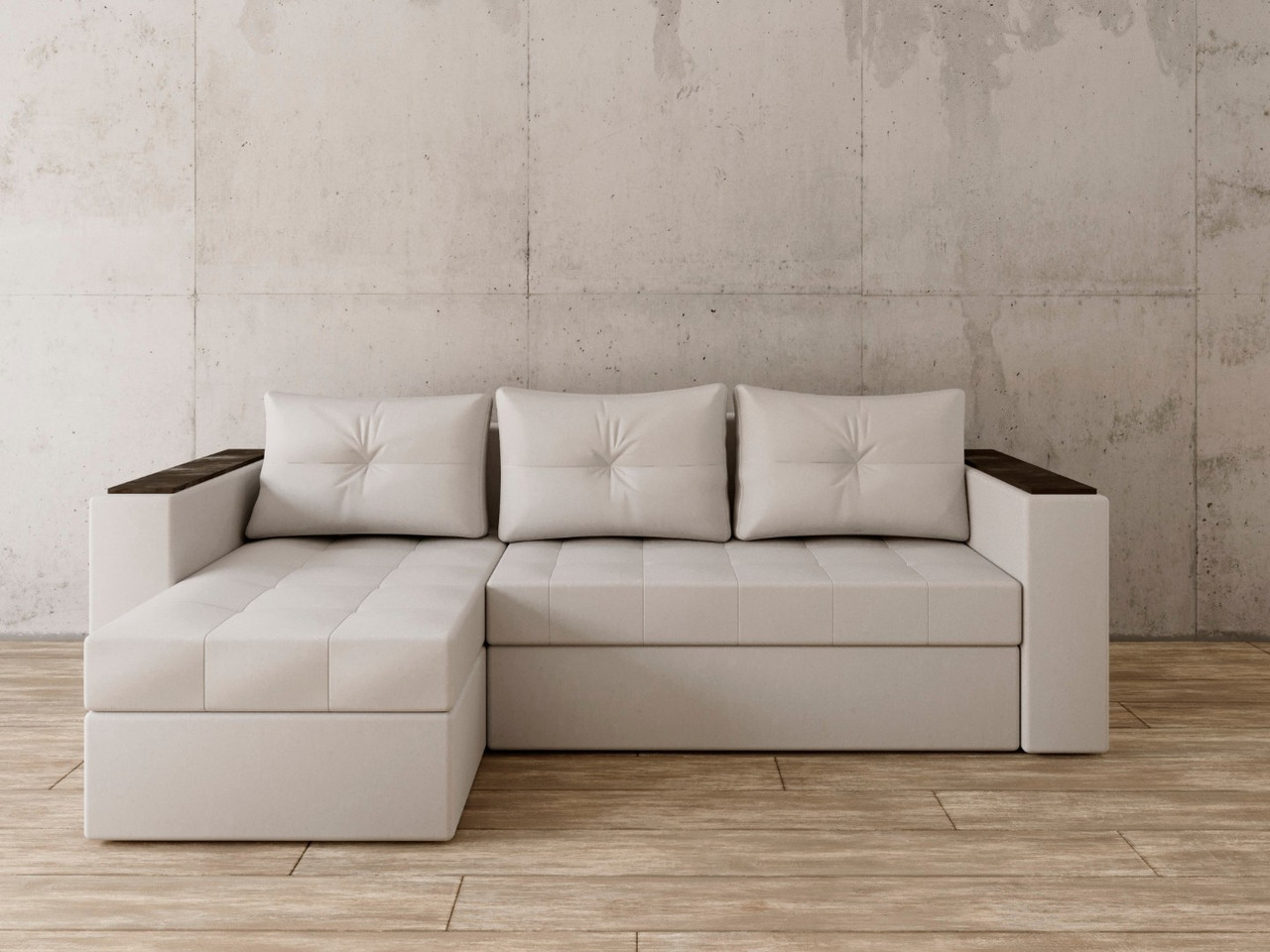 Угловой диван Константин с декором белая экокожа - фото 1 - id-p136447407