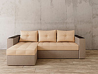Угловой диван Константин с декором бежевая экокожа/бежевая рогожка