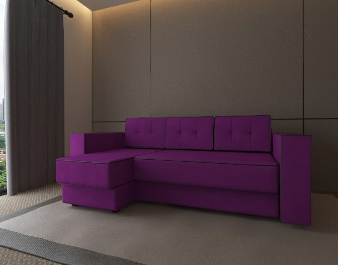 Угловой диван Орландо фиолетовый вельвет - фото 1 - id-p136447418