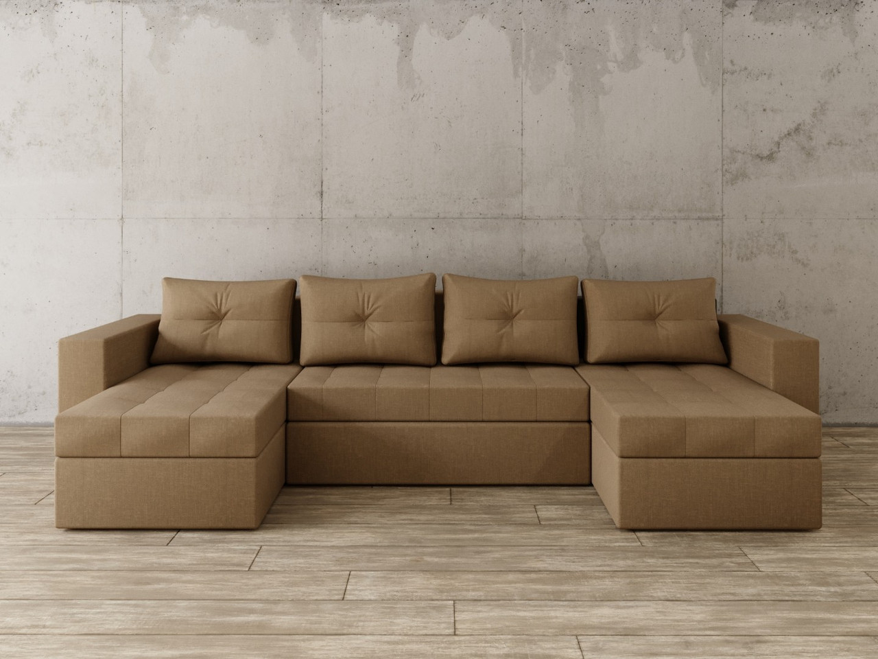 П-Образный диван Константин серо-коричневая рогожка - фото 1 - id-p136447449