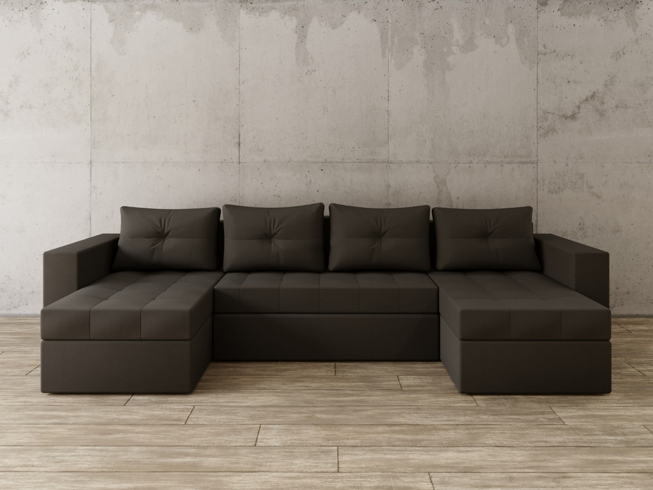 П-Образный диван Константин тёмно-серая рогожка - фото 1 - id-p136447451