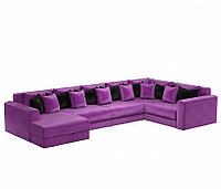 П-образный диван Мэдисон фиолетовый вельвет/чёрный вельвет