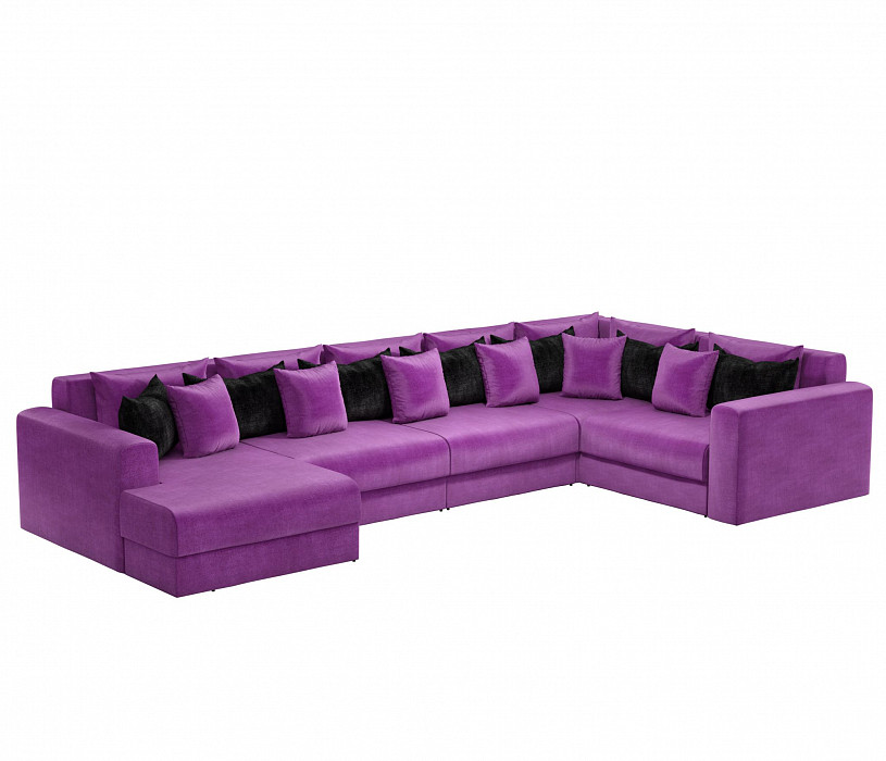 П-образный диван Мэдисон фиолетовый вельвет/чёрный вельвет - фото 1 - id-p136447986