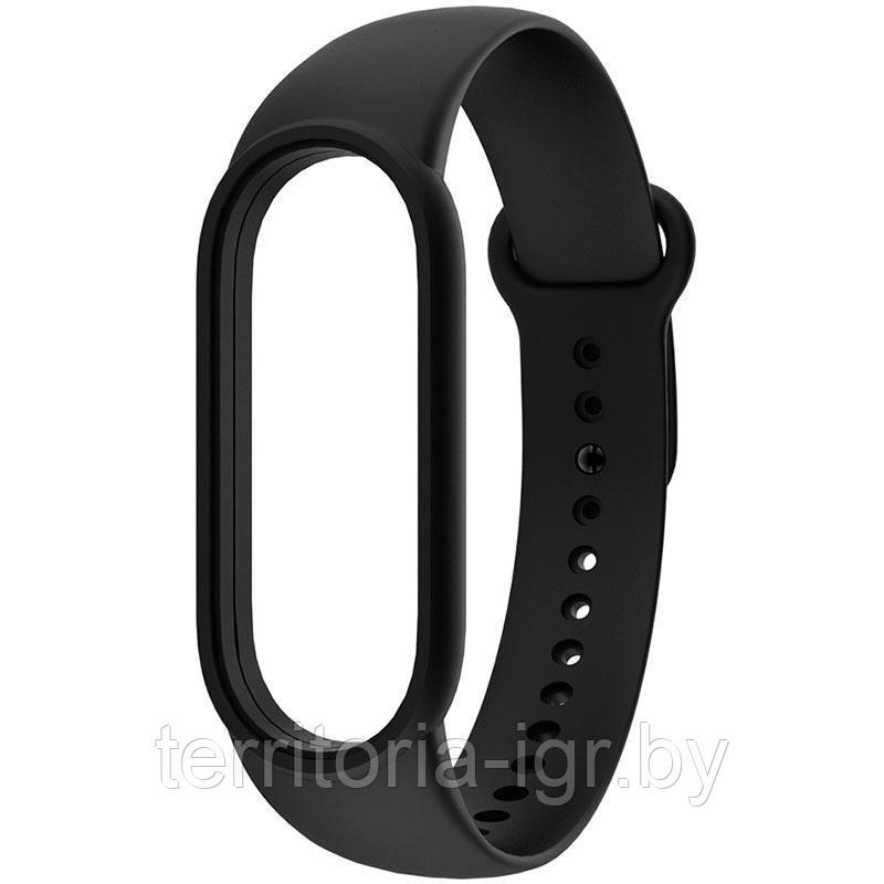 Сменный силиконовый ремешок для фитнес браслета Xiaomi Mi Band 5 черный - фото 1 - id-p136488188