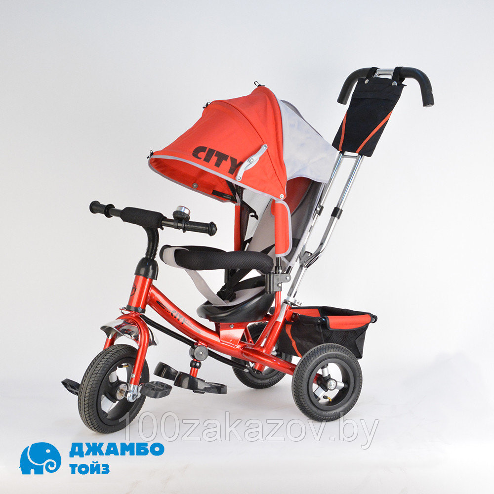 Велосипед детский c надувными колесами Trike CITY. Детский велосипед с ручкой.
