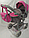 Коляска для кукол Melobo 9695 поворотные колеса, перекидная ручка, 2 цвета с сумкой, фото 4