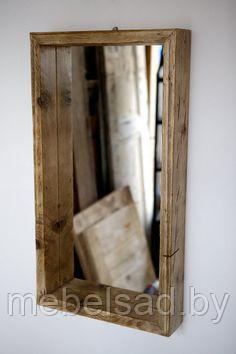 Зеркало-полка настенное деревянное "Рустикальное №7"