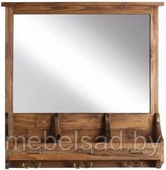 Зеркало настенное с полкой деревянное "Рустикальное №10"