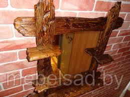 Зеркало-полка настенное деревянное "Рустикальное №15"