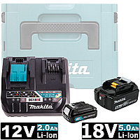 Аккумулятор BL1850B 5.0 Ah / BL1021B 2.0 Ah + зарядное DC18RE MAKITA (199024-2)