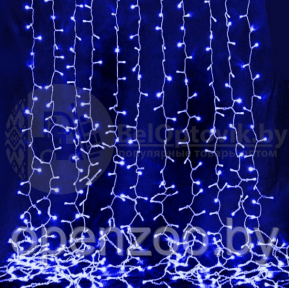 Светодиодная гирлянда Дождь 3х2 метра 240 Led белый провод Синяя