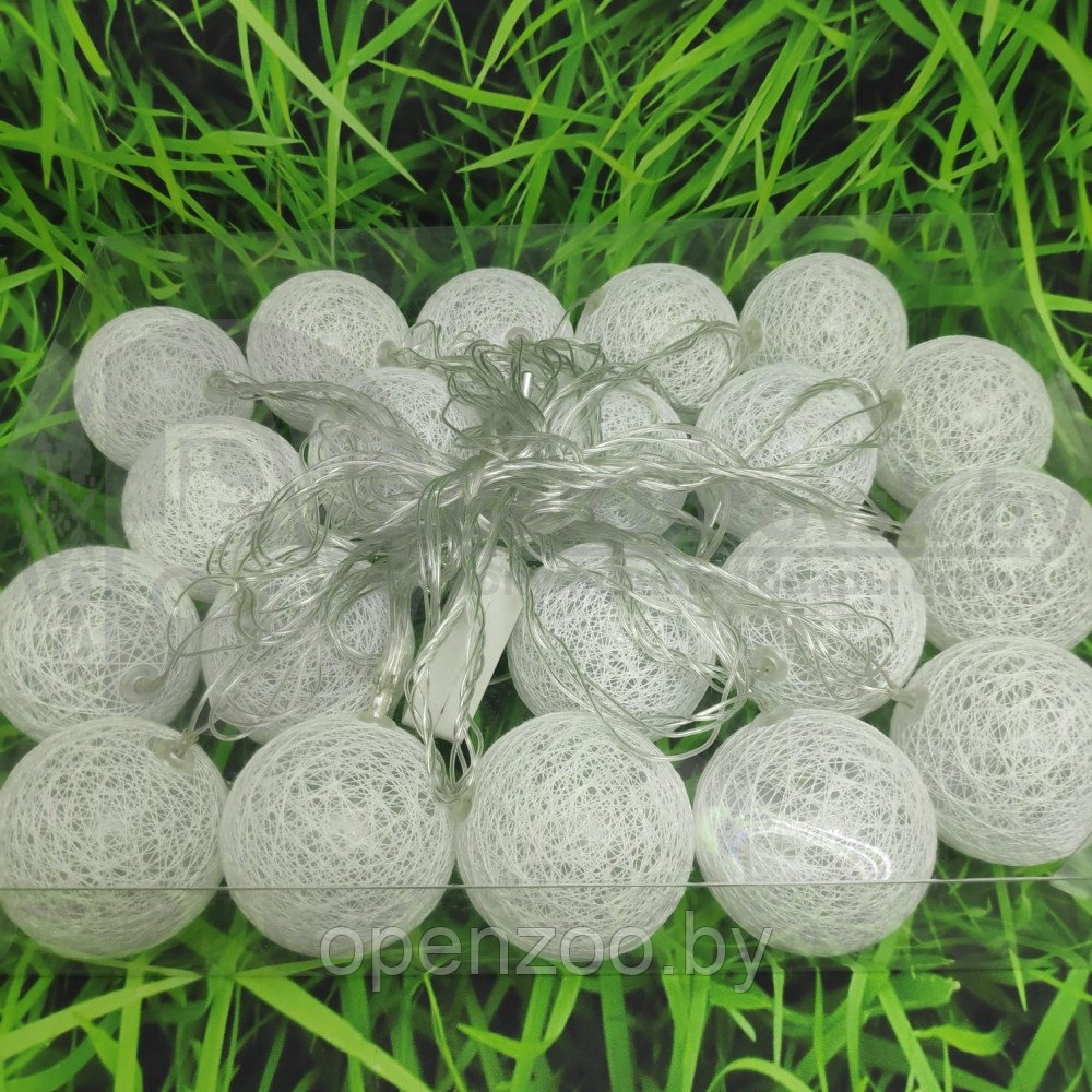 Гирлянда Новогодняя Шар хлопковый Тайские фонарики 20 шаров, 5 м Белая - фото 2 - id-p136557912