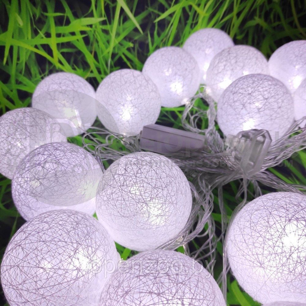 Гирлянда Новогодняя Шар хлопковый Тайские фонарики 20 шаров, 5 м Белая - фото 5 - id-p136557912