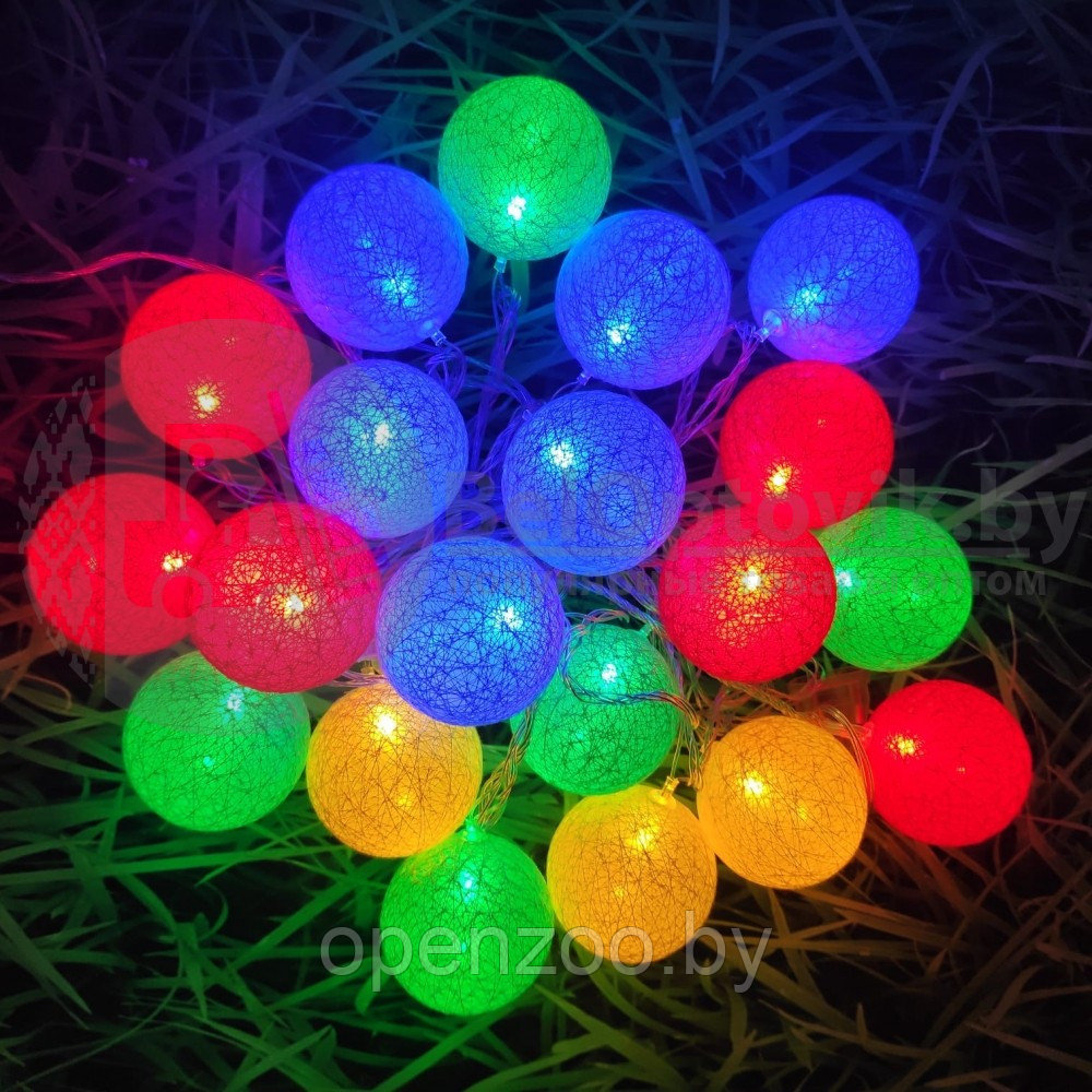Гирлянда Новогодняя Шар хлопковый Тайские фонарики 20 шаров, 5 м Белая - фото 7 - id-p136557912