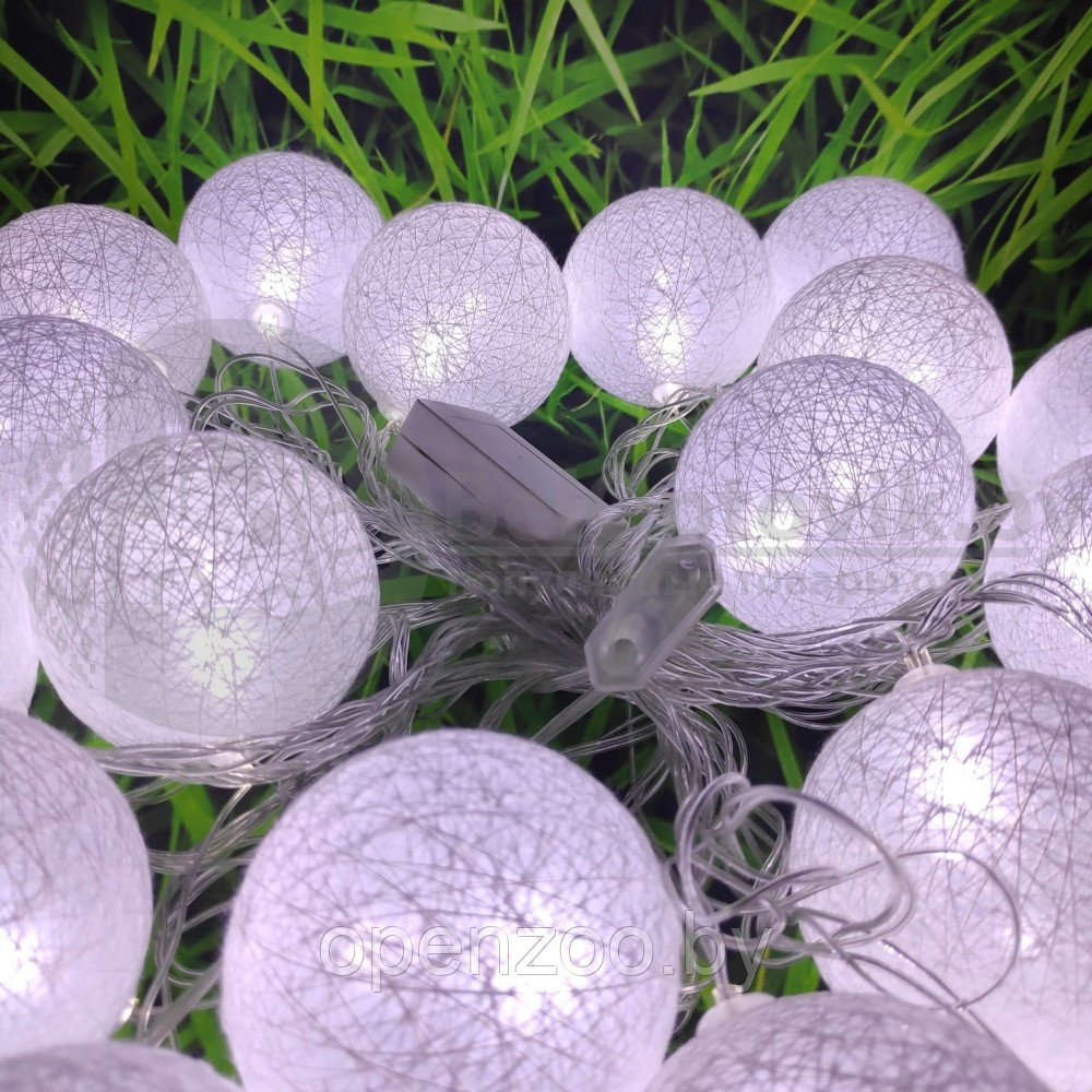 Гирлянда Новогодняя Шар хлопковый Тайские фонарики 20 шаров, 5 м Белая - фото 9 - id-p136557912