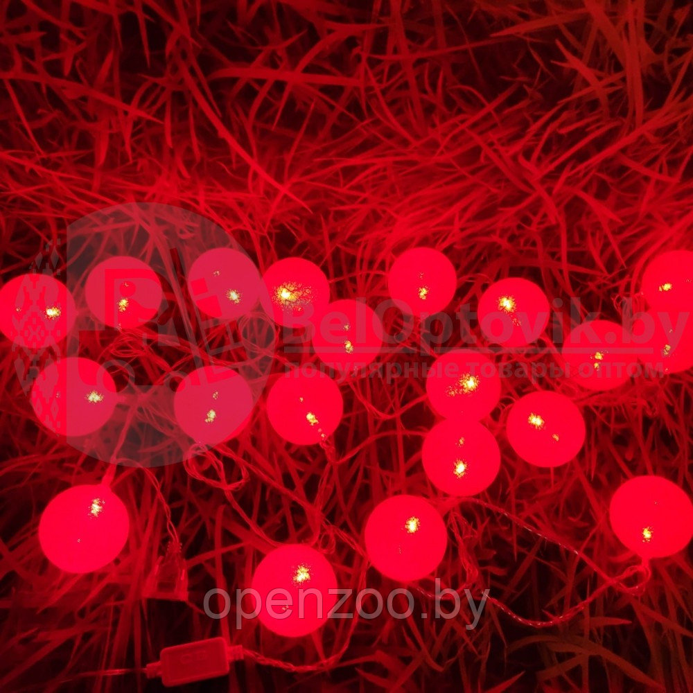 Гирлянда Новогодняя Шар хлопковый Тайские фонарики 20 шаров, 5 м Зеленая - фото 8 - id-p136557913