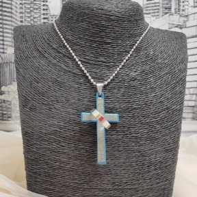Кулон-подвеска Крест с кольцом на цепочке Синий