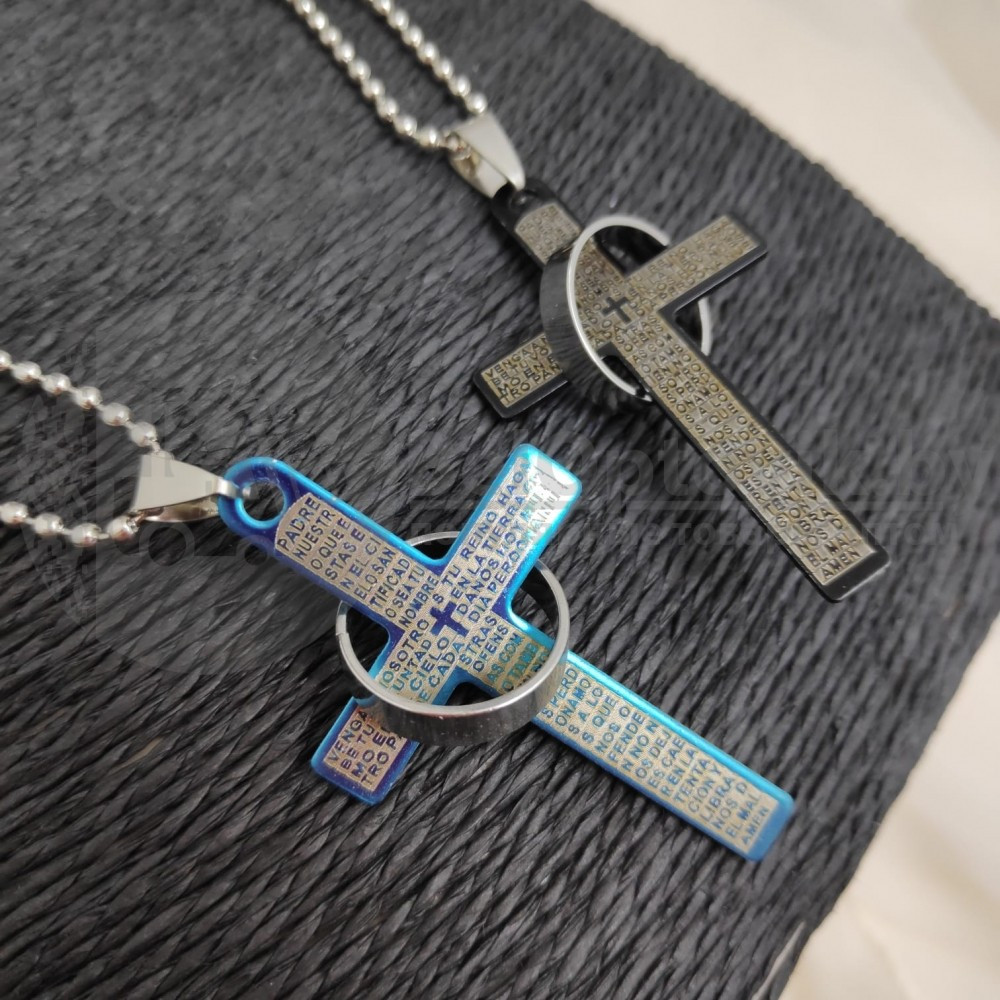 Кулон-подвеска Крест с кольцом на цепочке Синий - фото 3 - id-p136559411